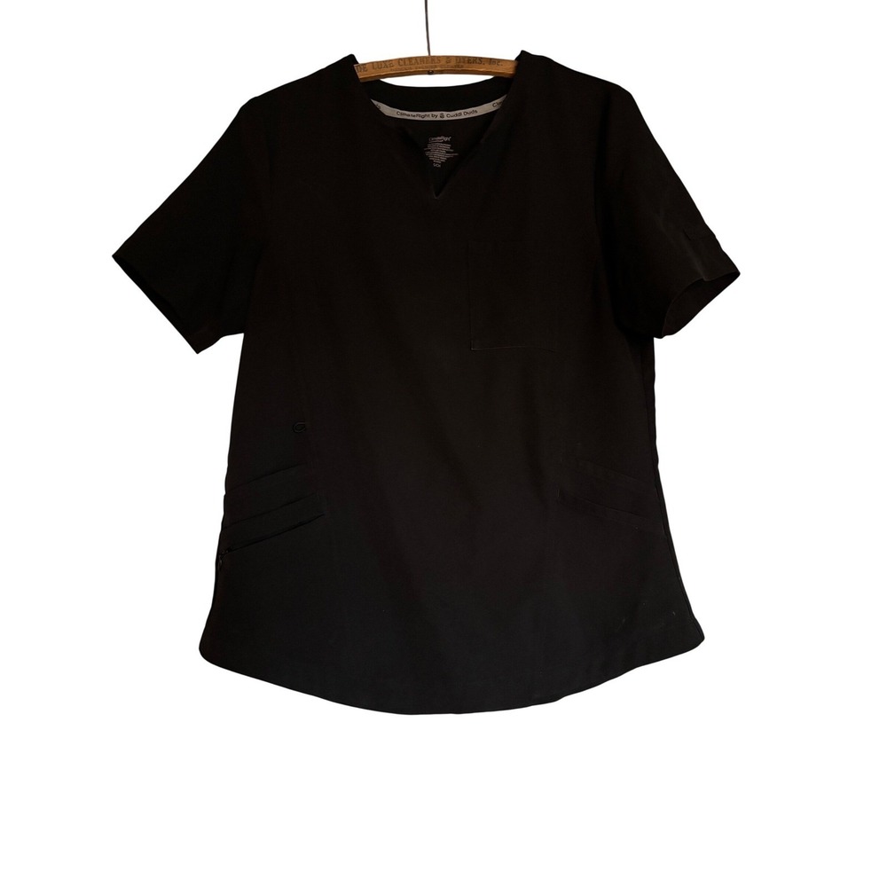 ClimateRight by Cuddl Duds Black V Neck Scrub Top Women's S medical office work‎